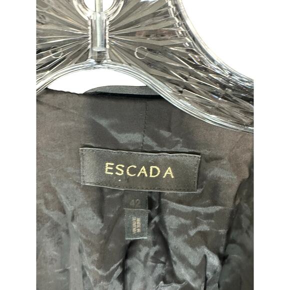 Escada Black Velvet Cotton Blend Tie Front Blazer Size 42 - Picture 2 of 11